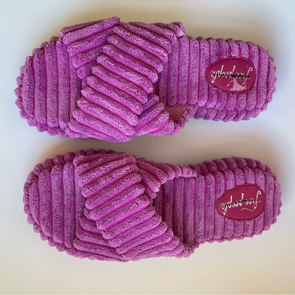 Free People Two Days in Ibiza Ribbed Terry Slide Orchid Platform Slippers, Sz 9 - Picture 3 of 11